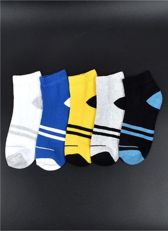 FOOTPRINTS Kids Pack Of 5 Striped Ankle-Length Socks - Image 1